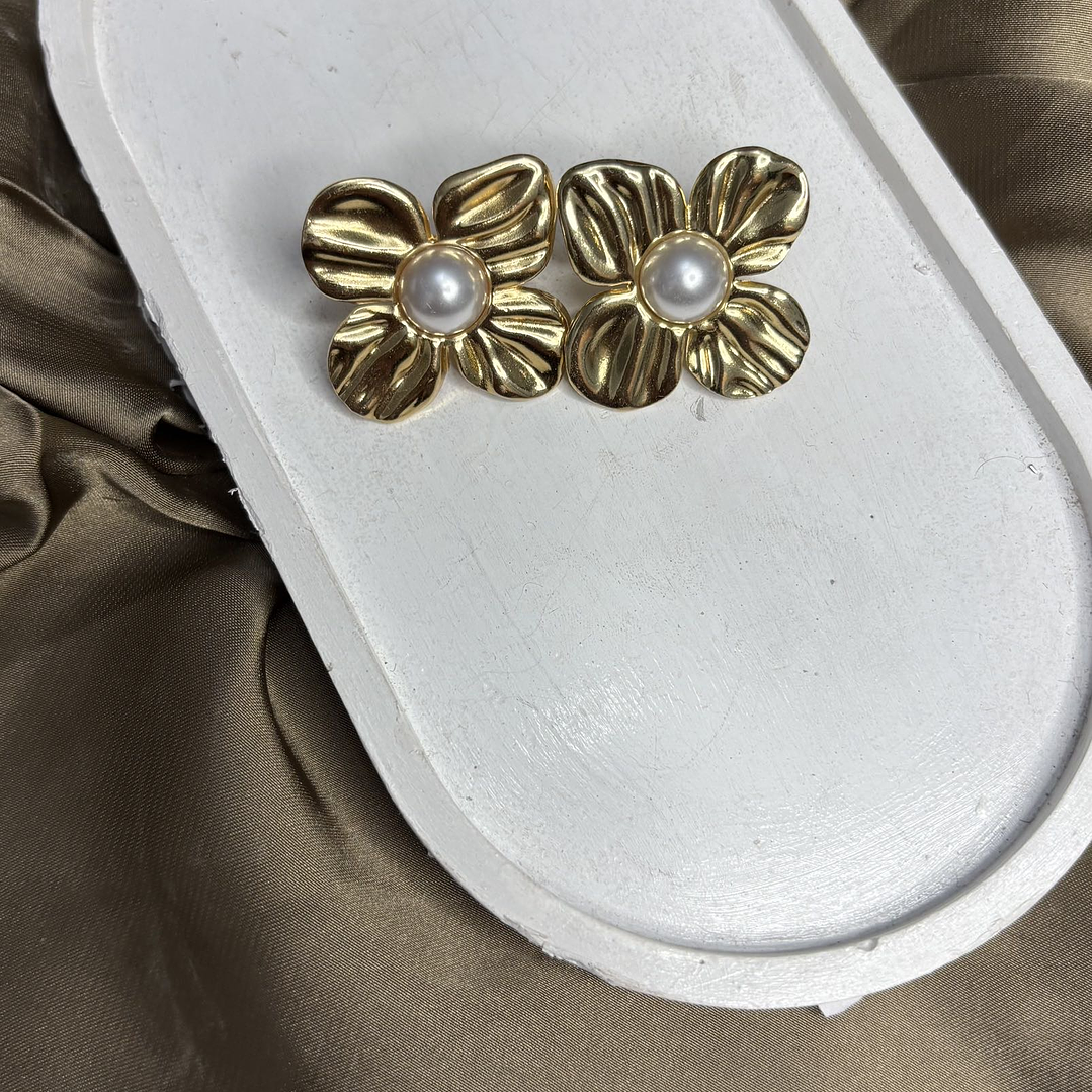 AROS FLOR PERLA DORADA 2 2