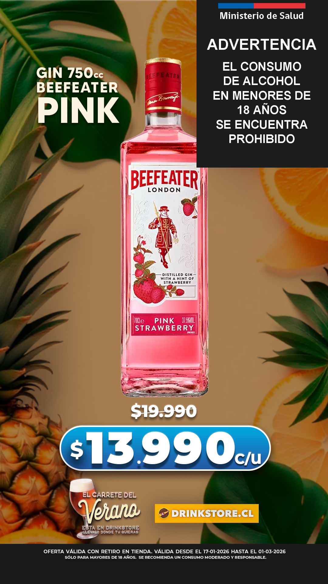 Gin Befeeater Pink 750cc 2