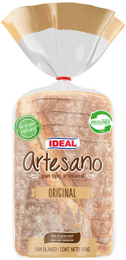 Pan de Molde Ideal Artesanos Original 550gr 1