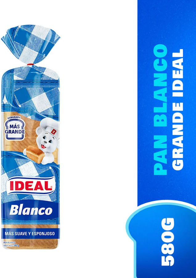 Pan de Molde Blanco Ideal 580gr 1