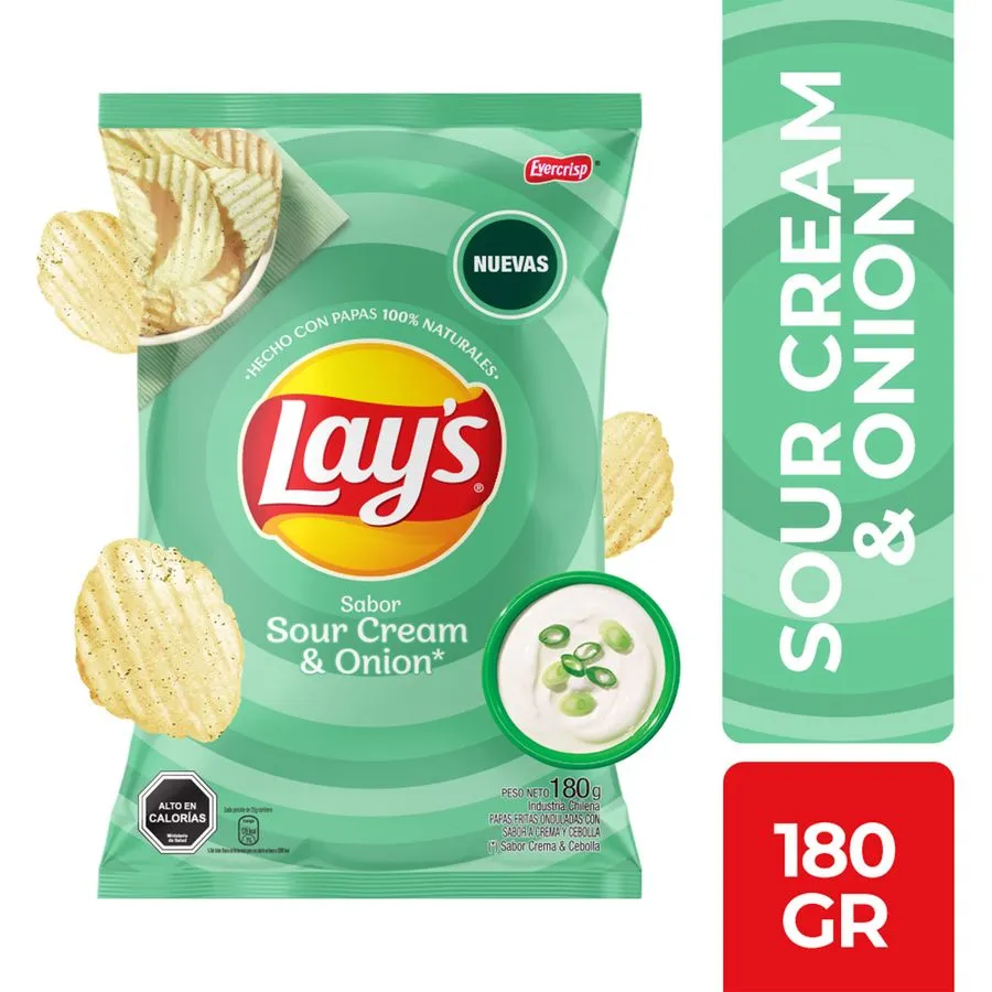 Papas Fritas Lay's Corte Americano Crema y Cebolla 180 g 1