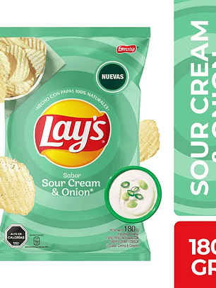 Papas Fritas Lay's Corte Americano Crema y Cebolla 180 g