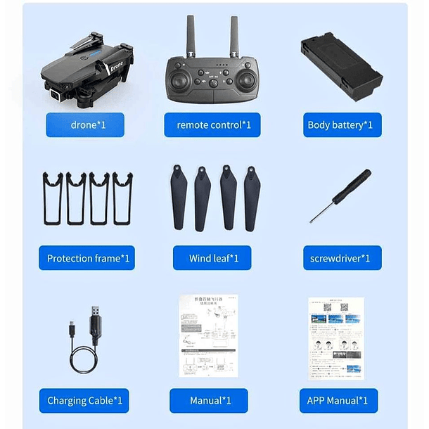 Dron plegable E88 Pro, cuadricóptero con WIFI con 3 Baterías 6