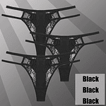 3Pcs/Set Sexy Lace Hollow Out Thongs Women Panties Low Waist Transparent G-String Underwear Female Breathable Intimates Lingerie