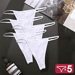 5Pcs Women Sexy G-String Panties Thin Strap Thong Underwear Intimate Thong Low Waist Briefs Lingerie T-back Panty Soft Lingerie