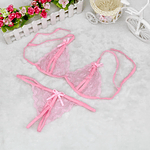 Sexy Lace Bra Brief Set Lingerie Set Women Underwear Transparent Bra Panties Sets Female Red Ultra-thin Unlined Underwear Set