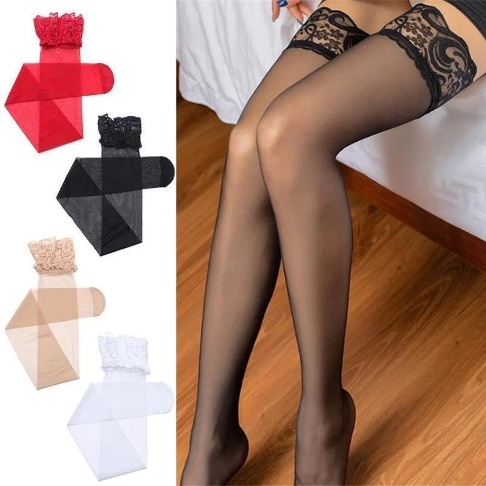 9 Colors Hosiery High Knee Cuff Tights Top High Socks Transparent Silk Stocking