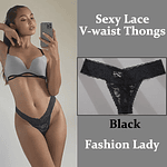 Sexy Lace V-Waist Transparent Thongs Women's Panties G-strings Low-Rise Underwear Fashion Lady Breathable Girlfriend Lingerie