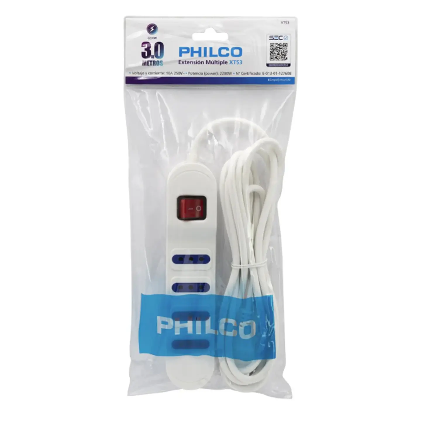 Alargador Eléctrico Philco XT53 3 Mts 4 Pos Blanco 3