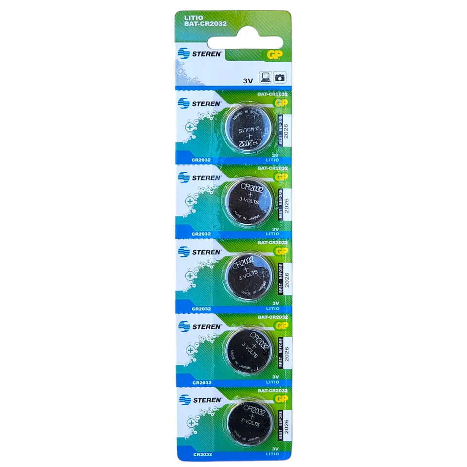 Pack 5 Pilas Cr2032 Tipo Botón Steren 2032 1
