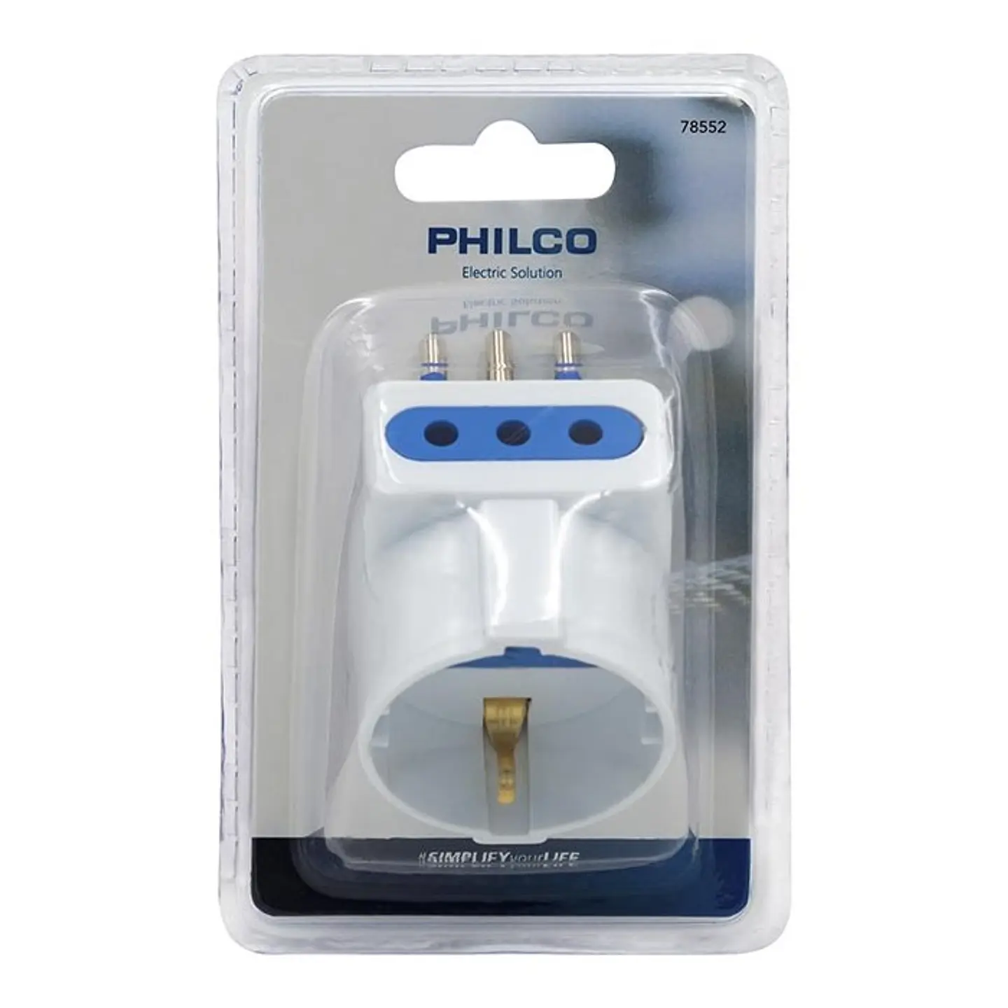 Enchufe Adaptador Schuko Triple Philco 2