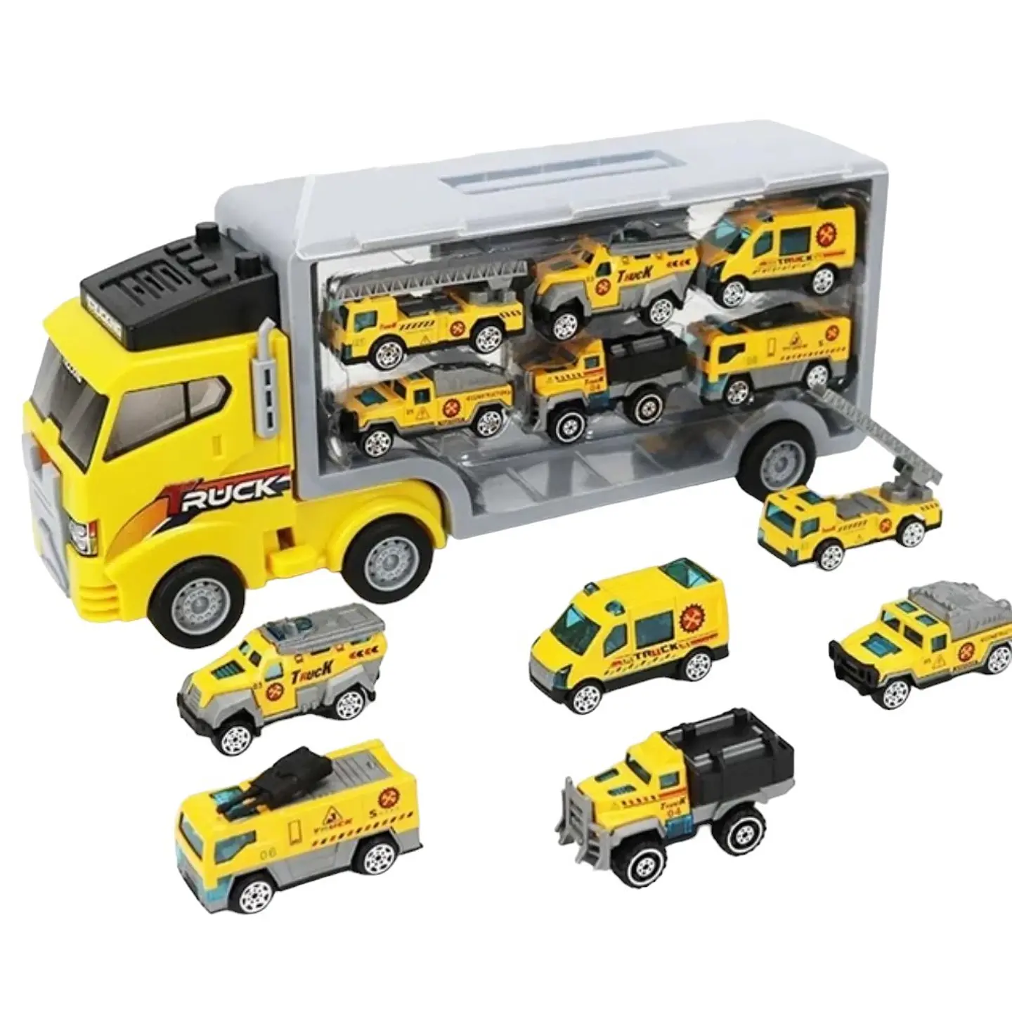 Camión Transportador con Seis Camiones de Construcción 1