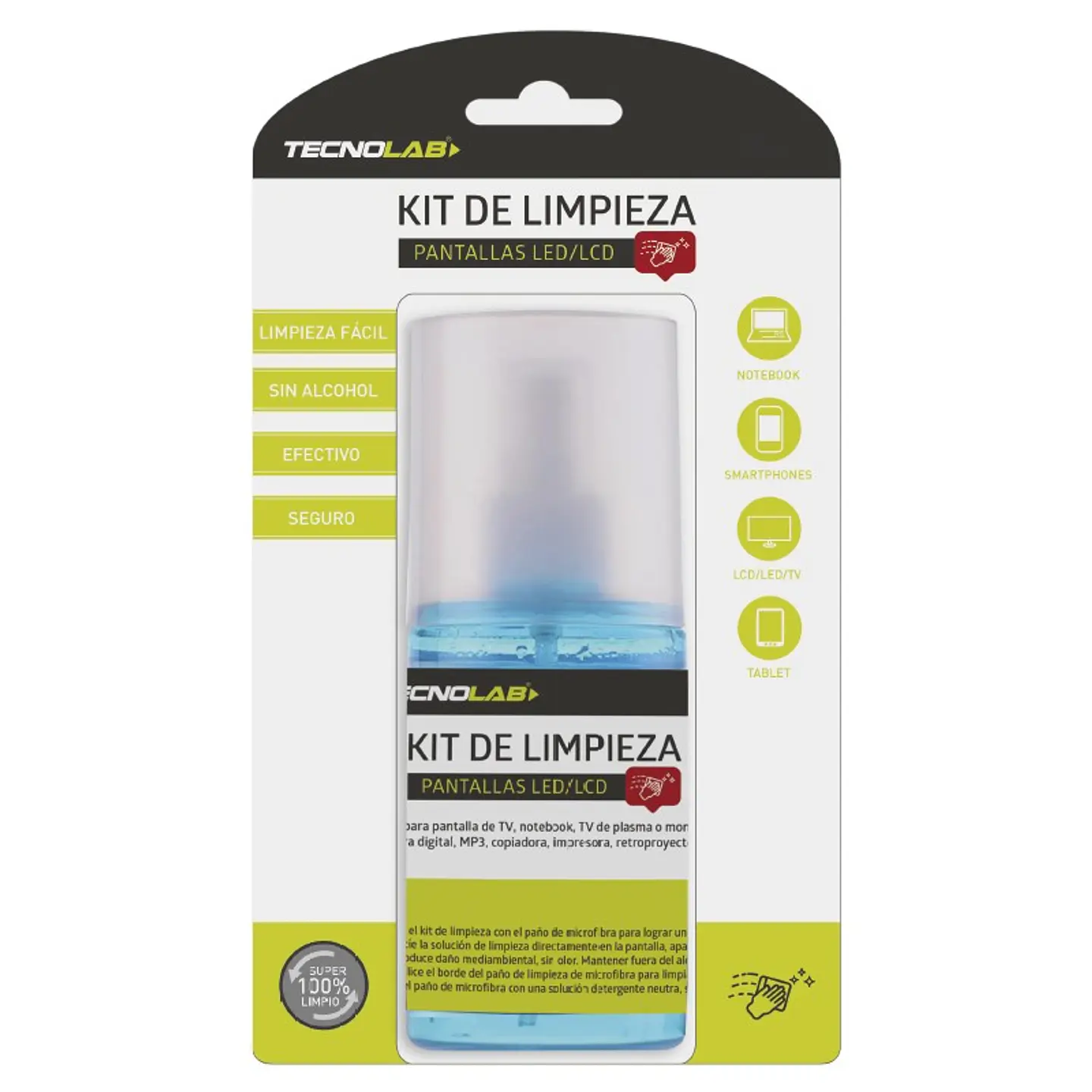 Kit De Limpieza Tecnolab TL231 Universal Pantallas Led 200ml 4