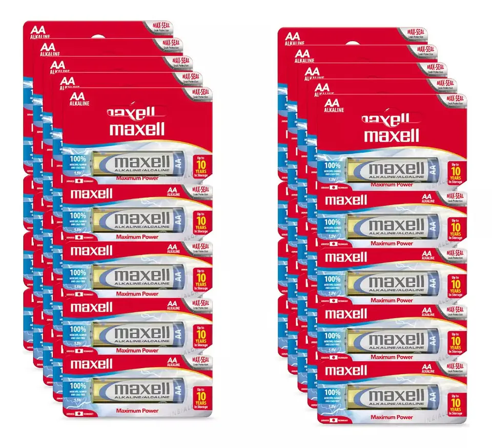 Pack 50 Pilas Alcalinas Aa Maxell Caja Doble A 1