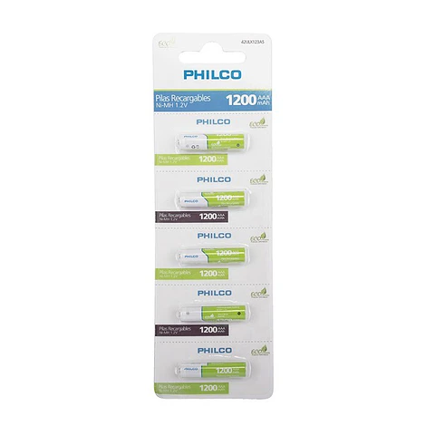 Pack 5 Pilas Recargables AAA Philco 1200mha