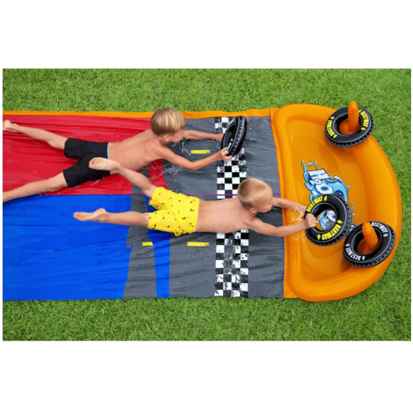 Deslizador Tobogán Agua Doble 4.88M + Aros Bestway 3