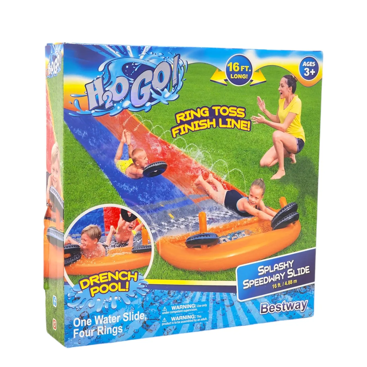 Deslizador Tobogán Agua Doble 4.88M + Aros Bestway 7
