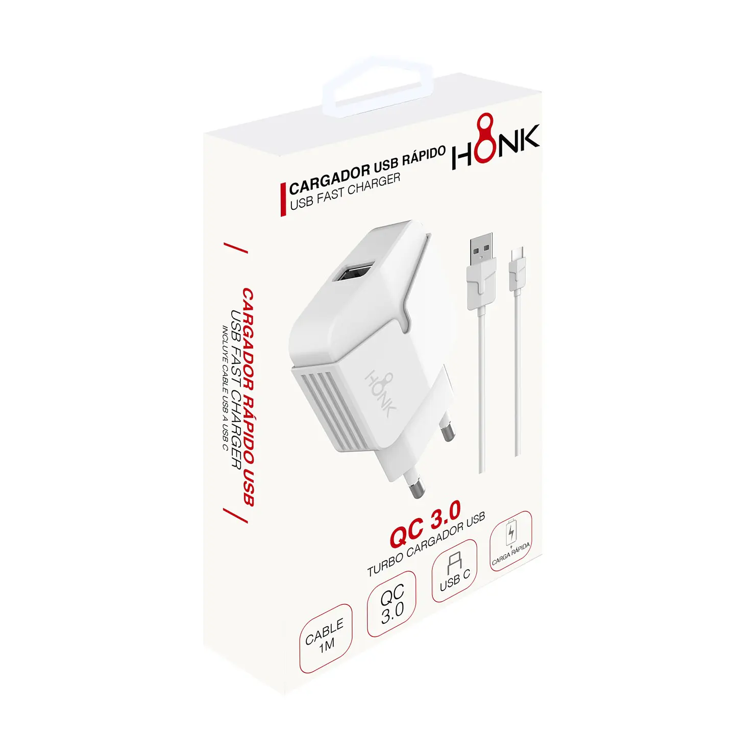 Cargador Pared y Cable Tipo C Honk QC3.0 2