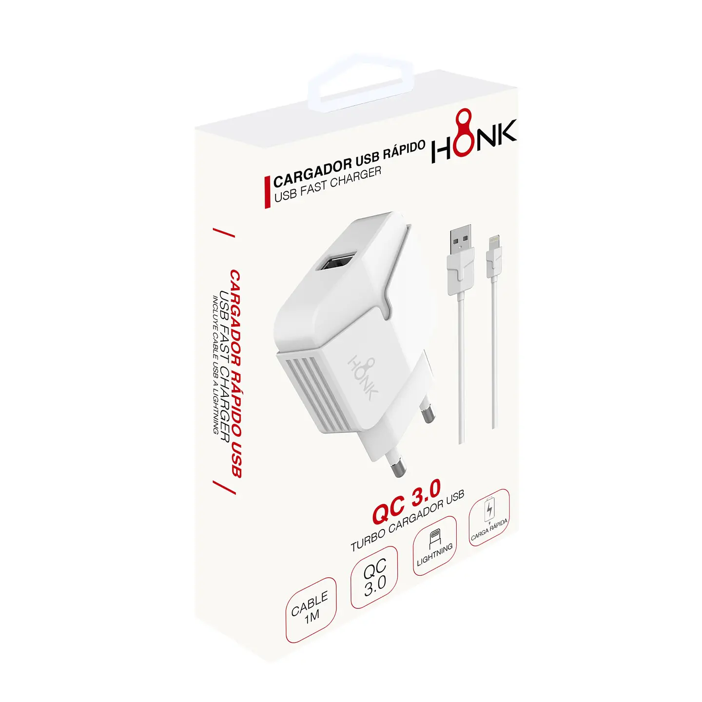 Cargador Pared y Cable Lightning Honk QC3.0 2