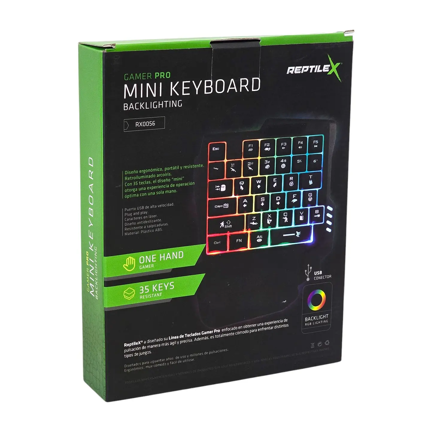 Teclado Gamer Retroiluminado Reptilex Una Mano Rx0056 5