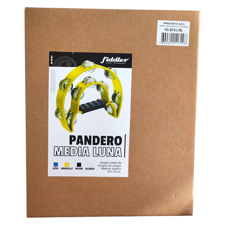 Pandereta Media Luna Doble Fila Sonaja 20x20cm Azul 7