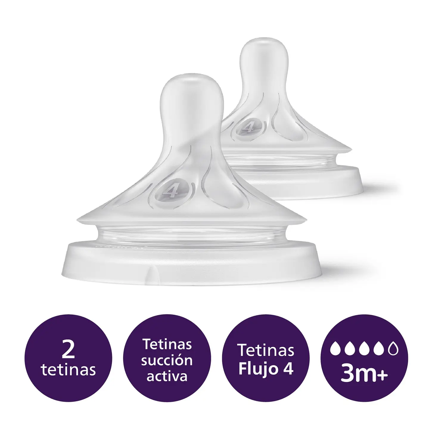 Pack 2 Tetinas Natural 4.0 Avent Flujo Rápido 3m+ 2