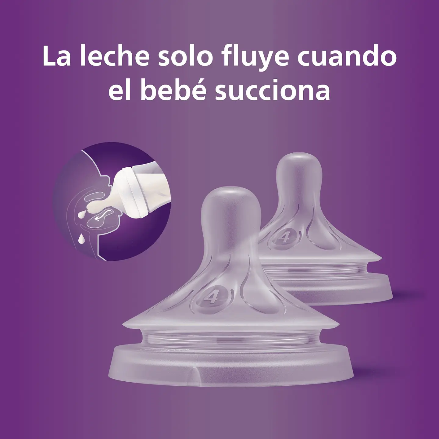 Pack 2 Tetinas Natural 4.0 Avent Flujo Rápido 3m+ 4