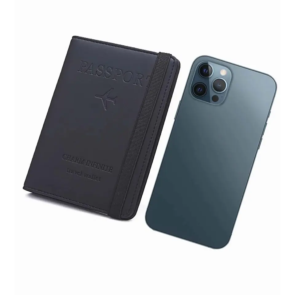 Estuche Porta Pasaporte Funda Protectora Rfid Negro 4