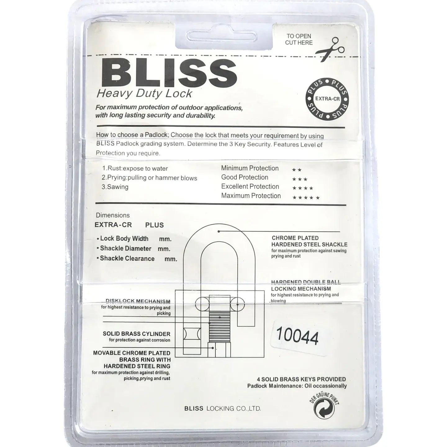 Pack 4 Candados de Seguridad 30mm Gancho Corto / Largo 10044 4
