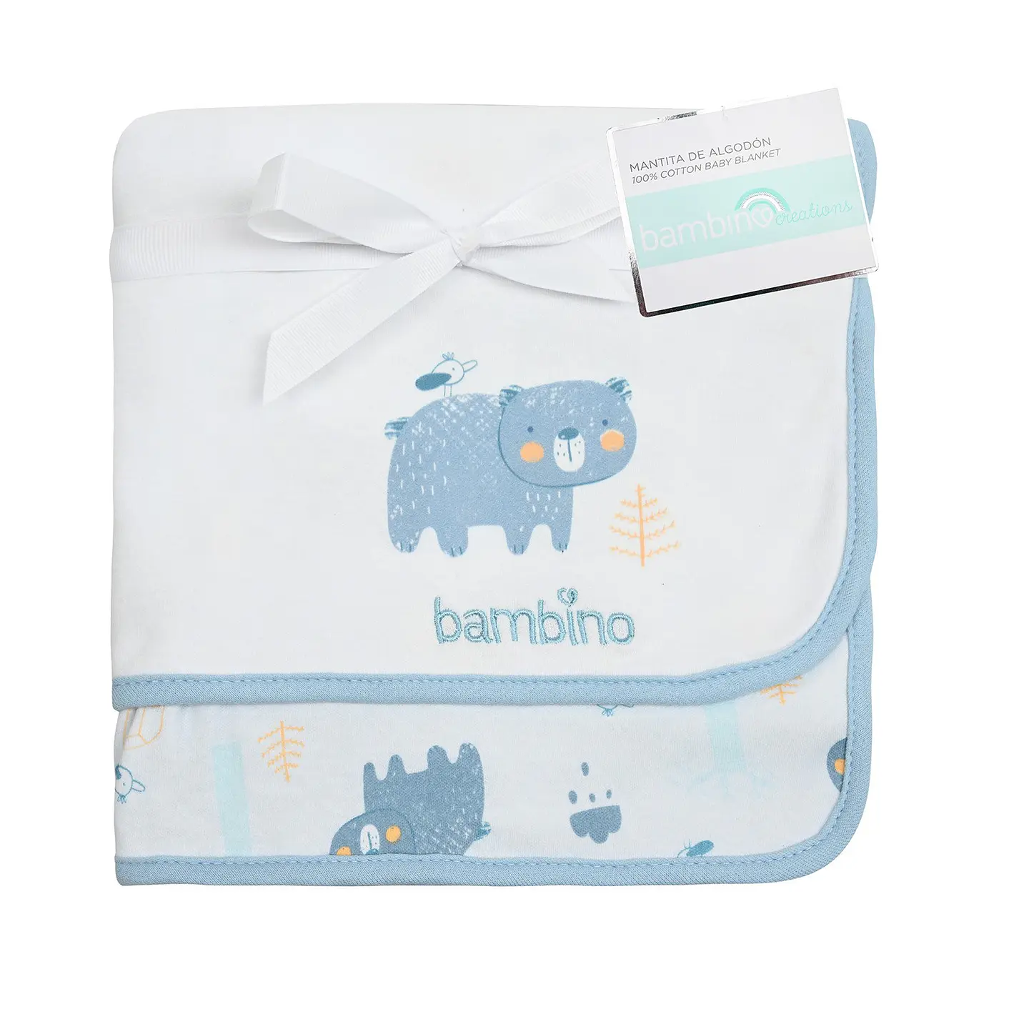 Mantita de Algodón Bambino Doble Capa Celeste Oso Niño 1