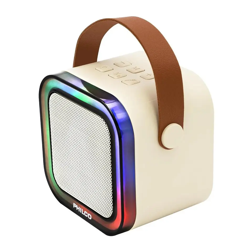 Mini Parlante Karaoke TWS 731W Luz RGB + 2 Micrófonos Philco 5