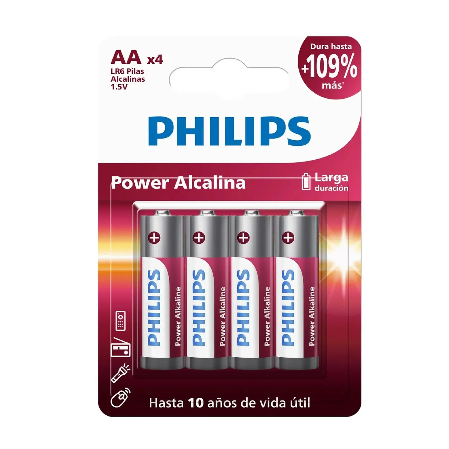 Pack 4 Pilas AA Alcalinas LR6P4B Philips 1