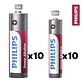 Pack Pilas AA x 10 + AAA x 10 Alcalinas LR036P20BP Philips - Miniatura 3