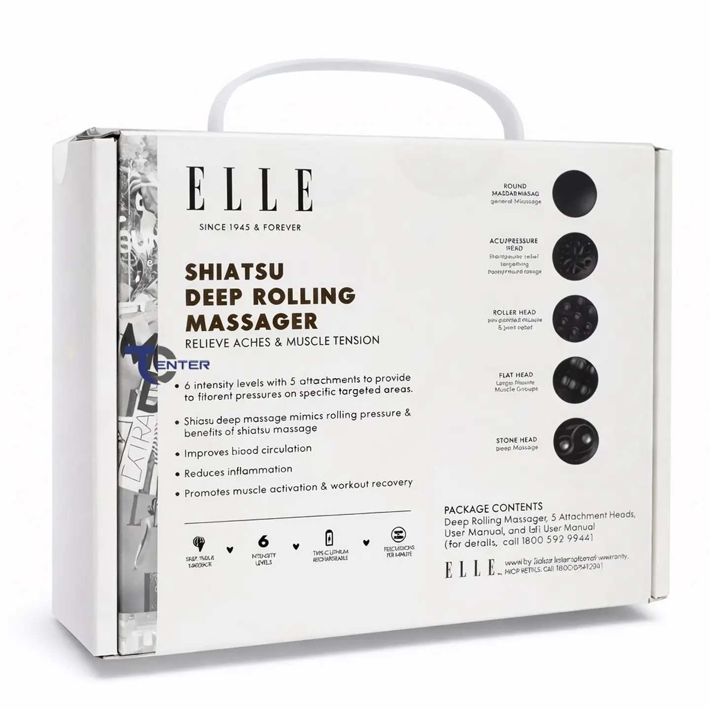 Masajeador inalámbrico ELLE Shiatsu EL1718 Rosa 7