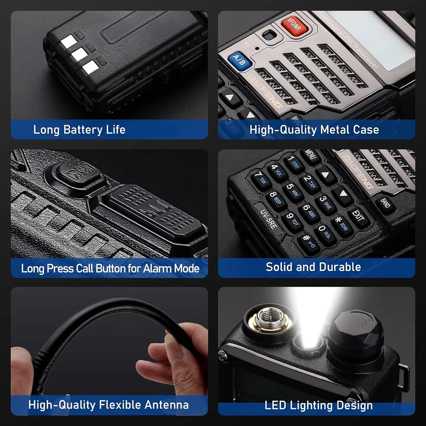 Radio Transmisor VOX Baofeng UV-5RE Negro c 5