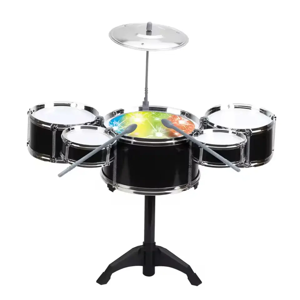 Mini Batería Musical de Juguete 5 Tambores con Sillín 1
