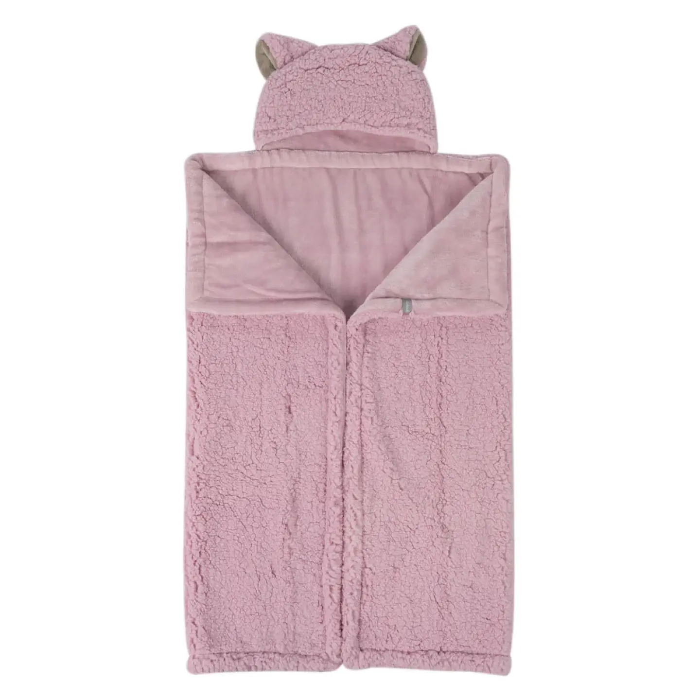 Frazada Poncho Manta Con Capucha Sherpa Infanti Rosa 2