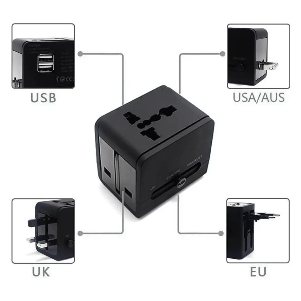 Adaptador Universal De Viaje 2 Usb ProAdaptor TL354 Tecnolab 2