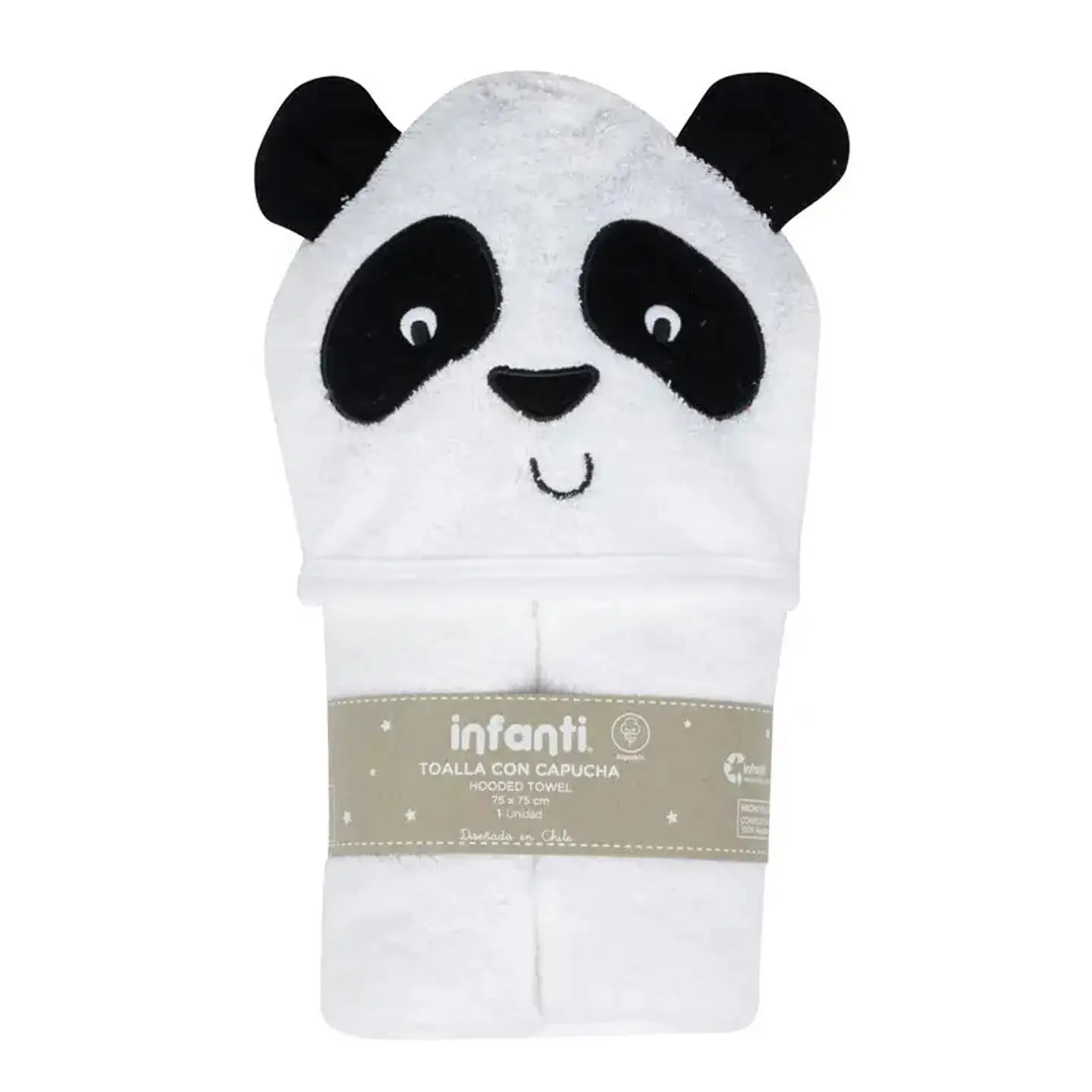 Toalla Capucha Infanti Panda 75x75cm 1