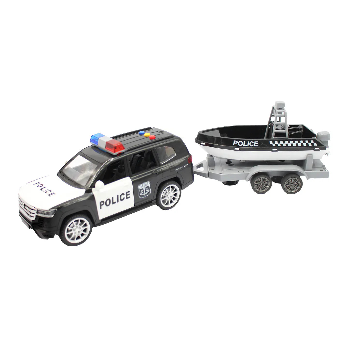 Juguete Camioneta Policía Fricción Lancha Luz Sonido DBG1667 6