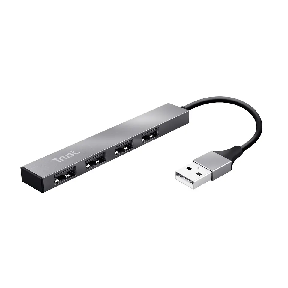 Mini Hub Usb 2.0 Trust Halyx 4p Metalico 1
