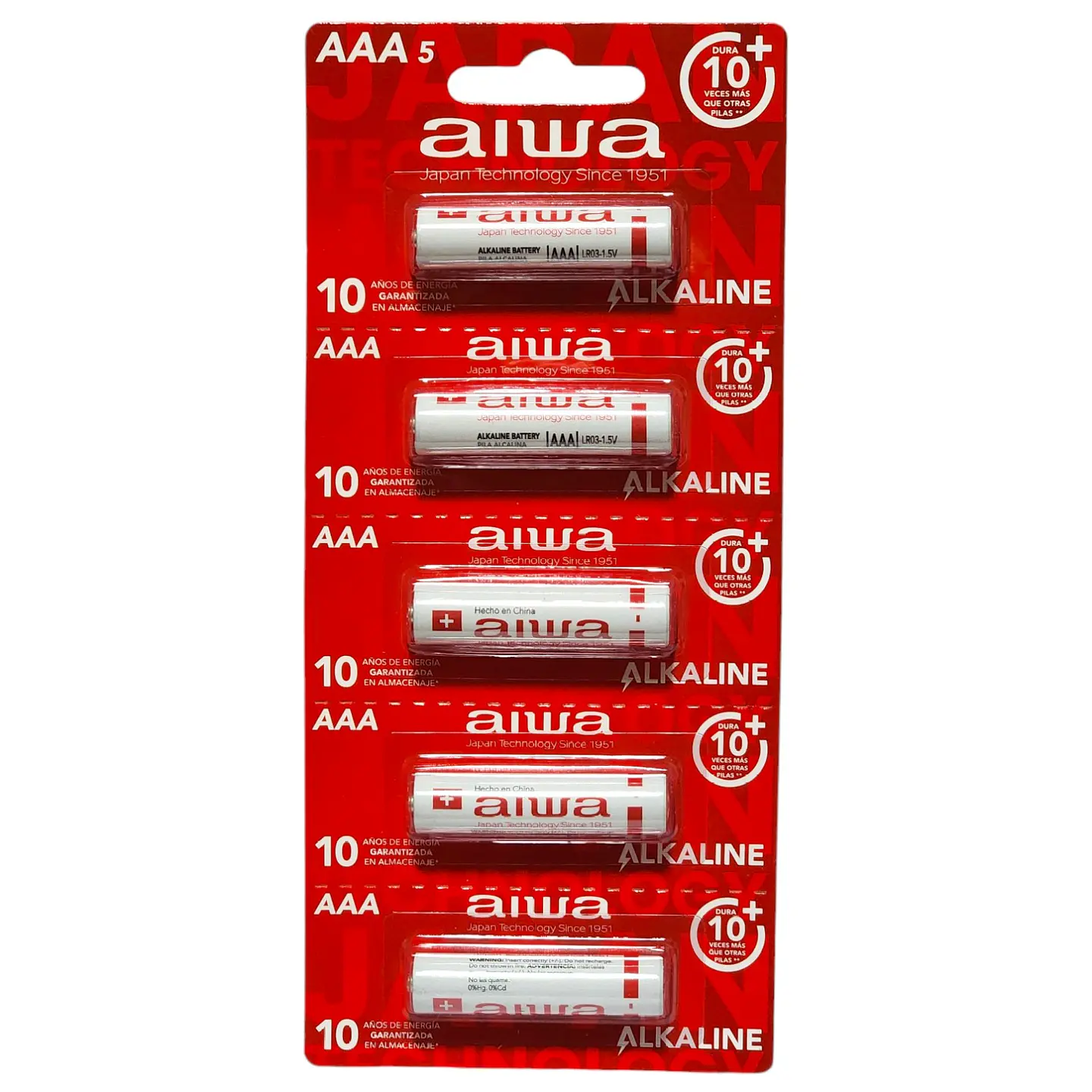 Pack 5 Pilas Alcalinas AAA Aiwa LR03 Tira 1