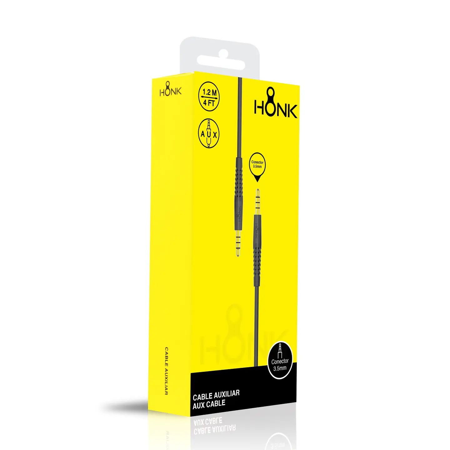 Cable Auxiliar 1.2mt Honk Jack 3.5 Plug Negro 4p 2