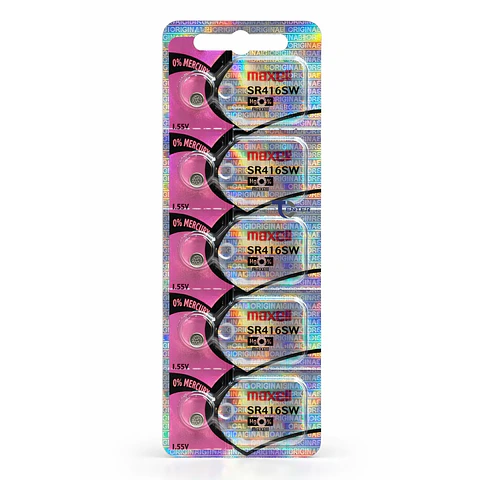 Pack 5 Pilas SR416SW (337) 1.55v Maxell Tipo Botón Holograma
