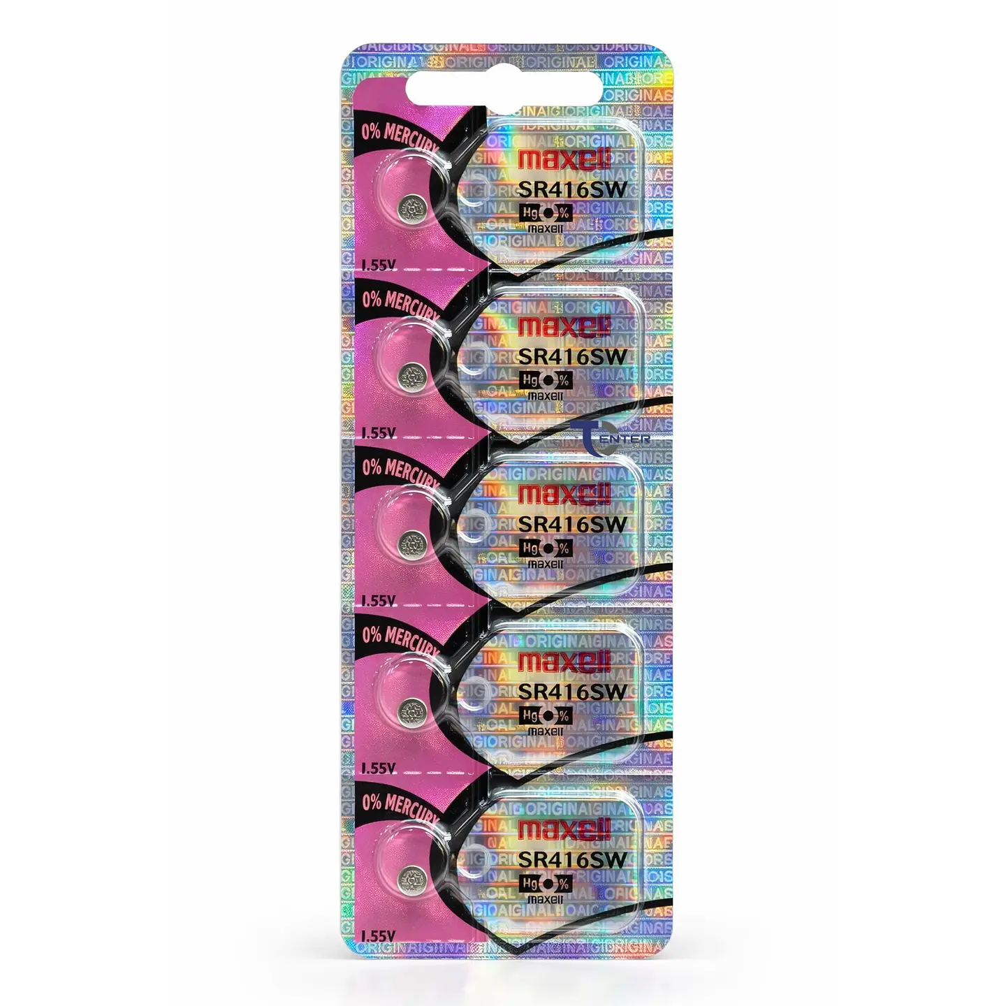 Pack 5 Pilas SR416SW (337) 1.55v Maxell Tipo Botón Holograma 1