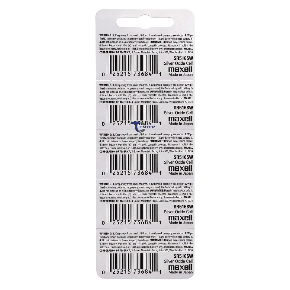 Pack 5 Pilas SR516SW (317) 1.55v Maxell Tipo Botón Holograma	 2