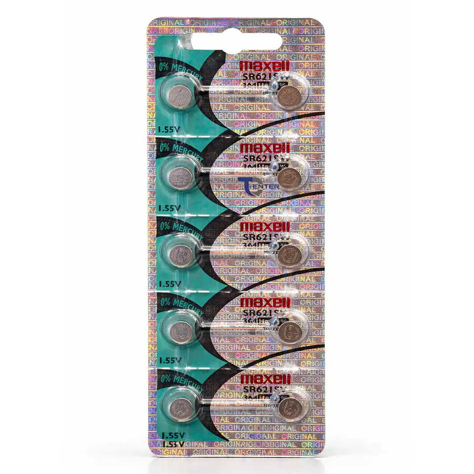 Pack 10 Pilas SR621SW (364) 1.55v Maxell Tipo Botón Holograma	 1
