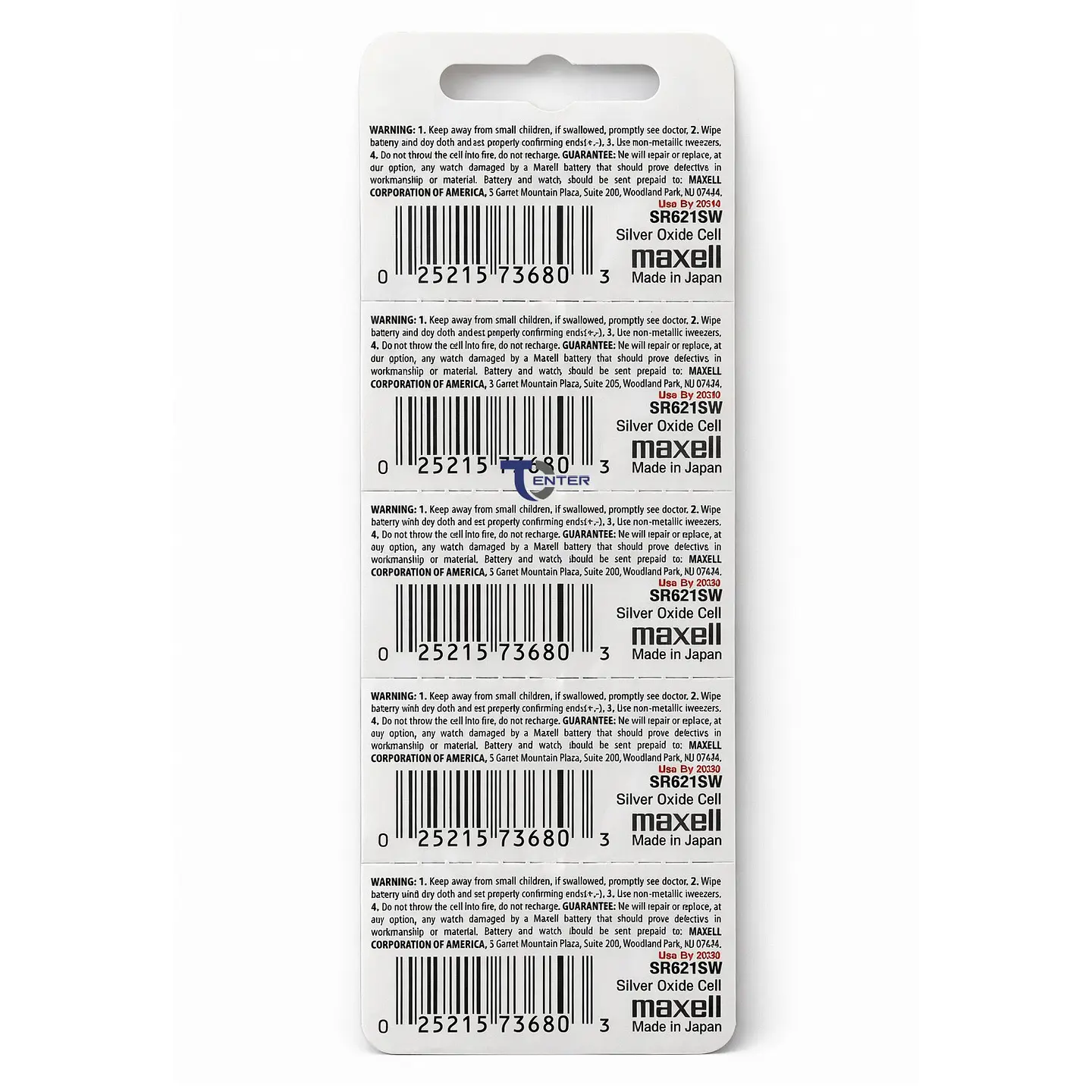 Pack 5 Pilas SR621SW (364) 1.55v Maxell Tipo Botón Holograma	 2