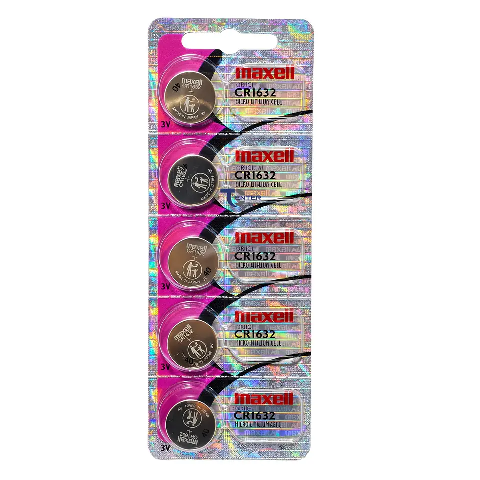 Pack 5 Pilas CR1632 3v Maxell Tipo Botón Holograma 1