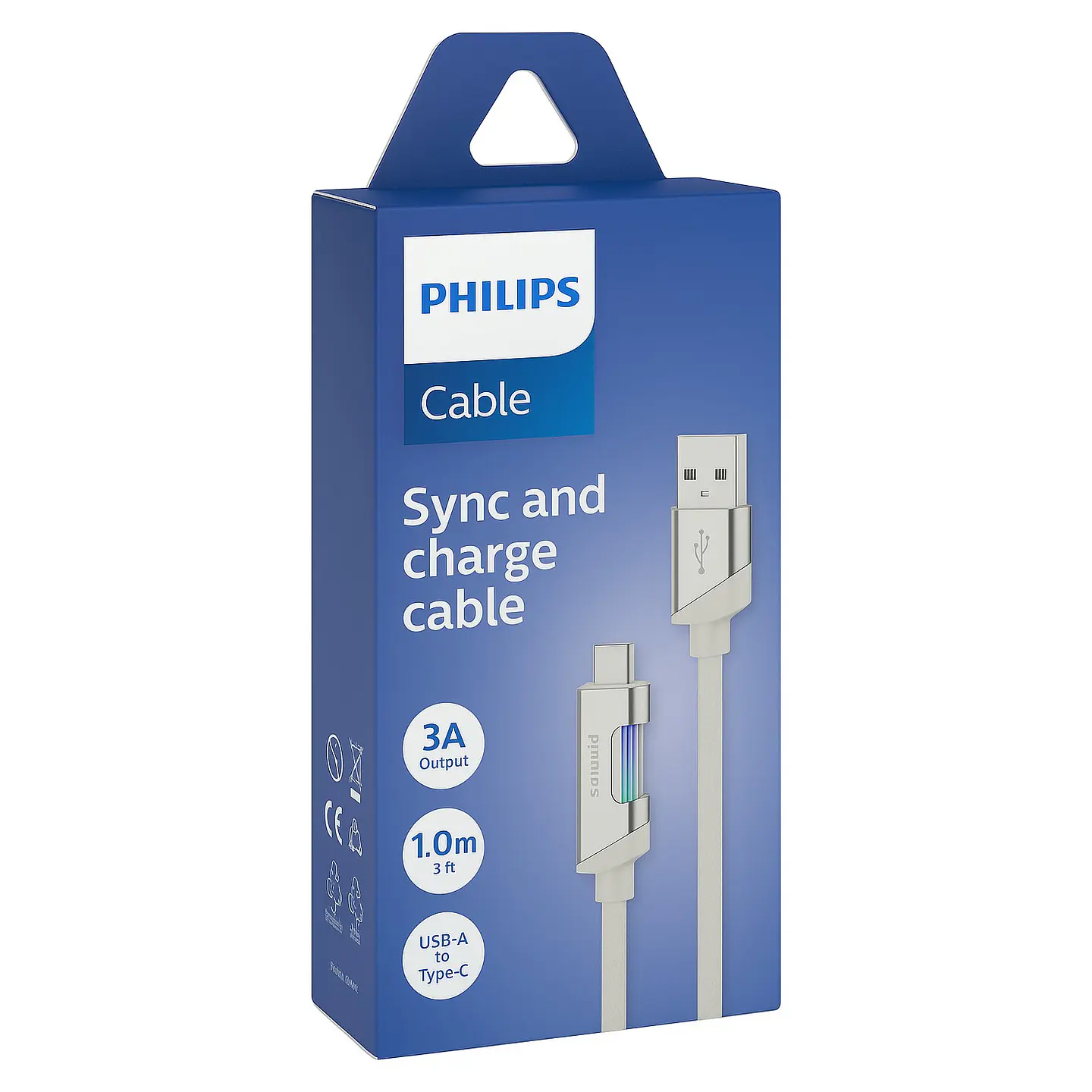 Cable USB-A a Tipo-C Philips DLC5021AW 1 mt Blanco 2